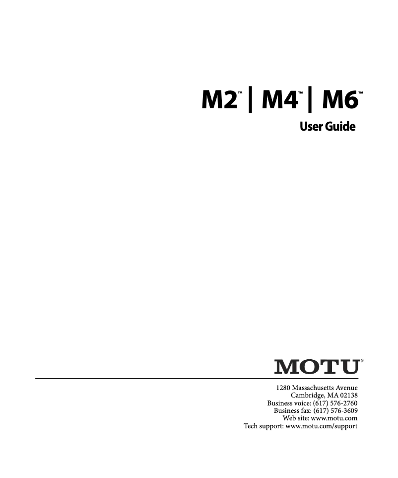Page n°1 - Manuel utilisateur Motu M2