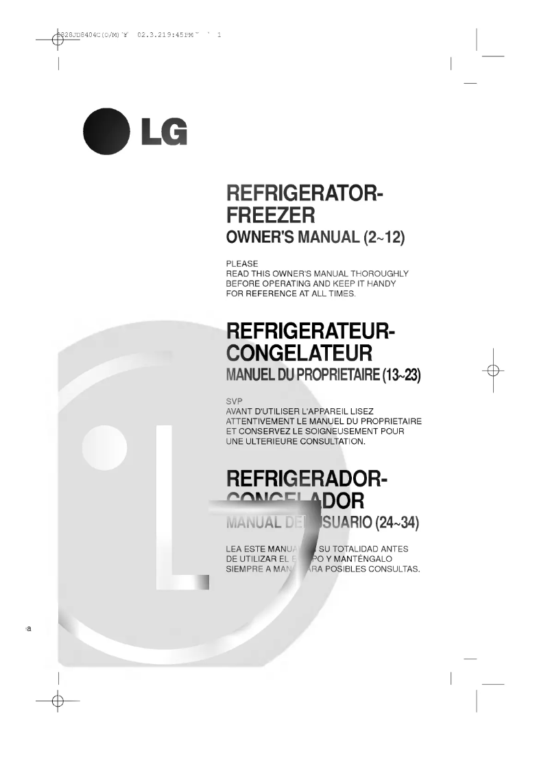 Page n°1 - Manuel utilisateur LG GR-S592QC