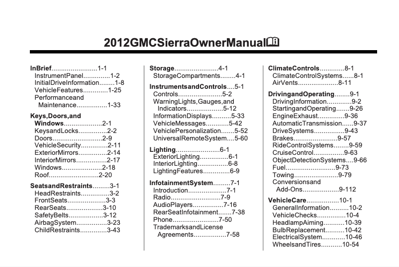 Page 1 de la notice Manuel utilisateur GMC Sierra HD (2012)