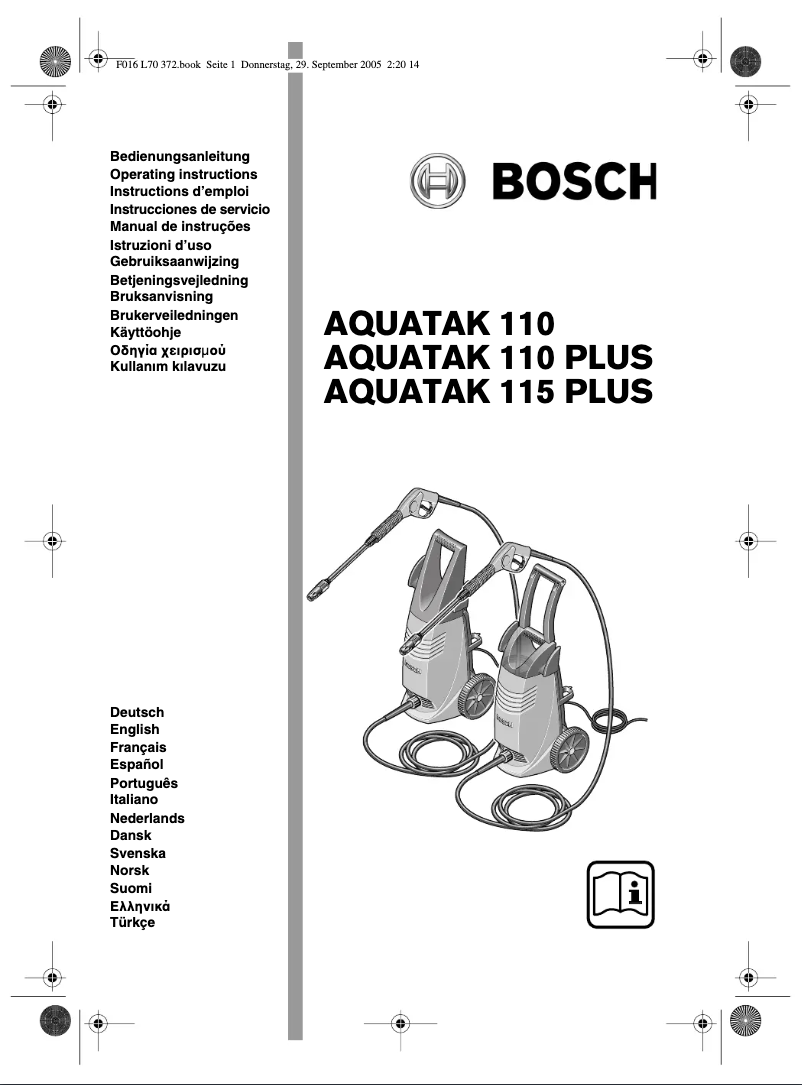 Page n°1 - Manuel utilisateur Bosch Aquatak 115 Plus