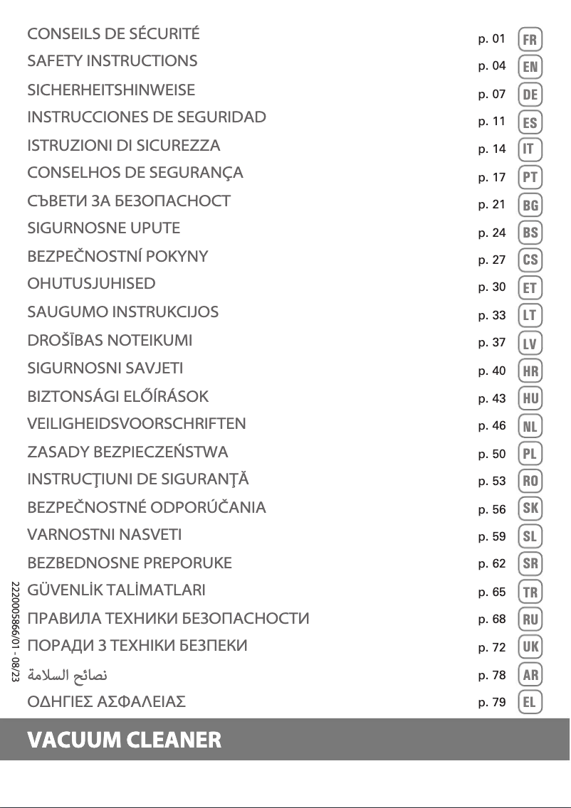 Page n°1 - Instructions de sécurité Rowenta Silence Force Cyclonic RO7260