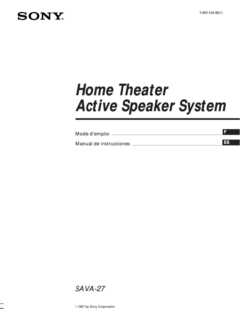 Page n°1 - Manuel utilisateur Sony SAVA-27