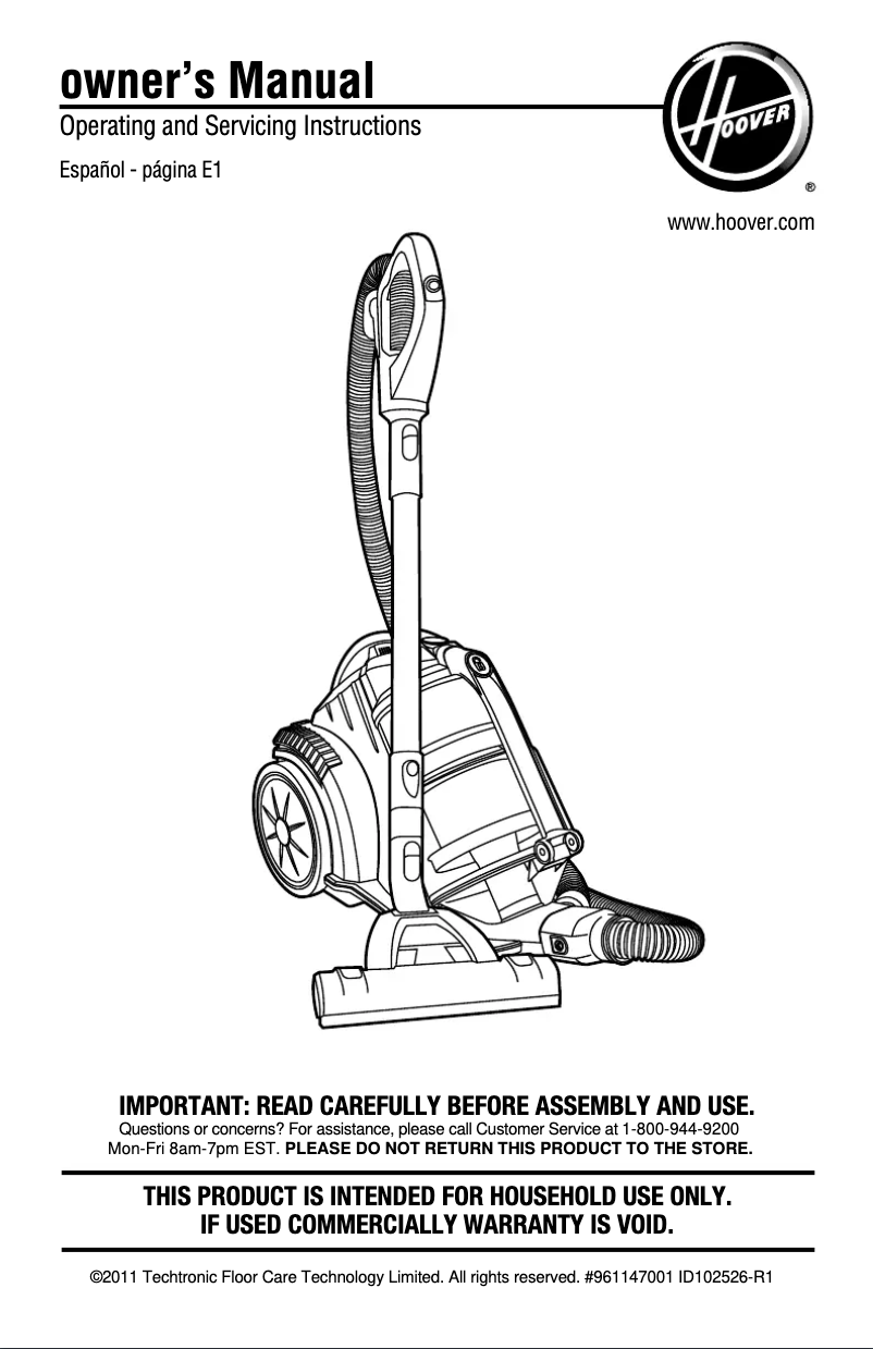 Page n°1 - Mode d'emploi Hoover Zen Whisper SH40080