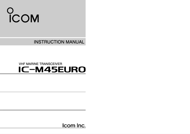 Image de la première page du manuel de l'appareil IC-M45EURO
