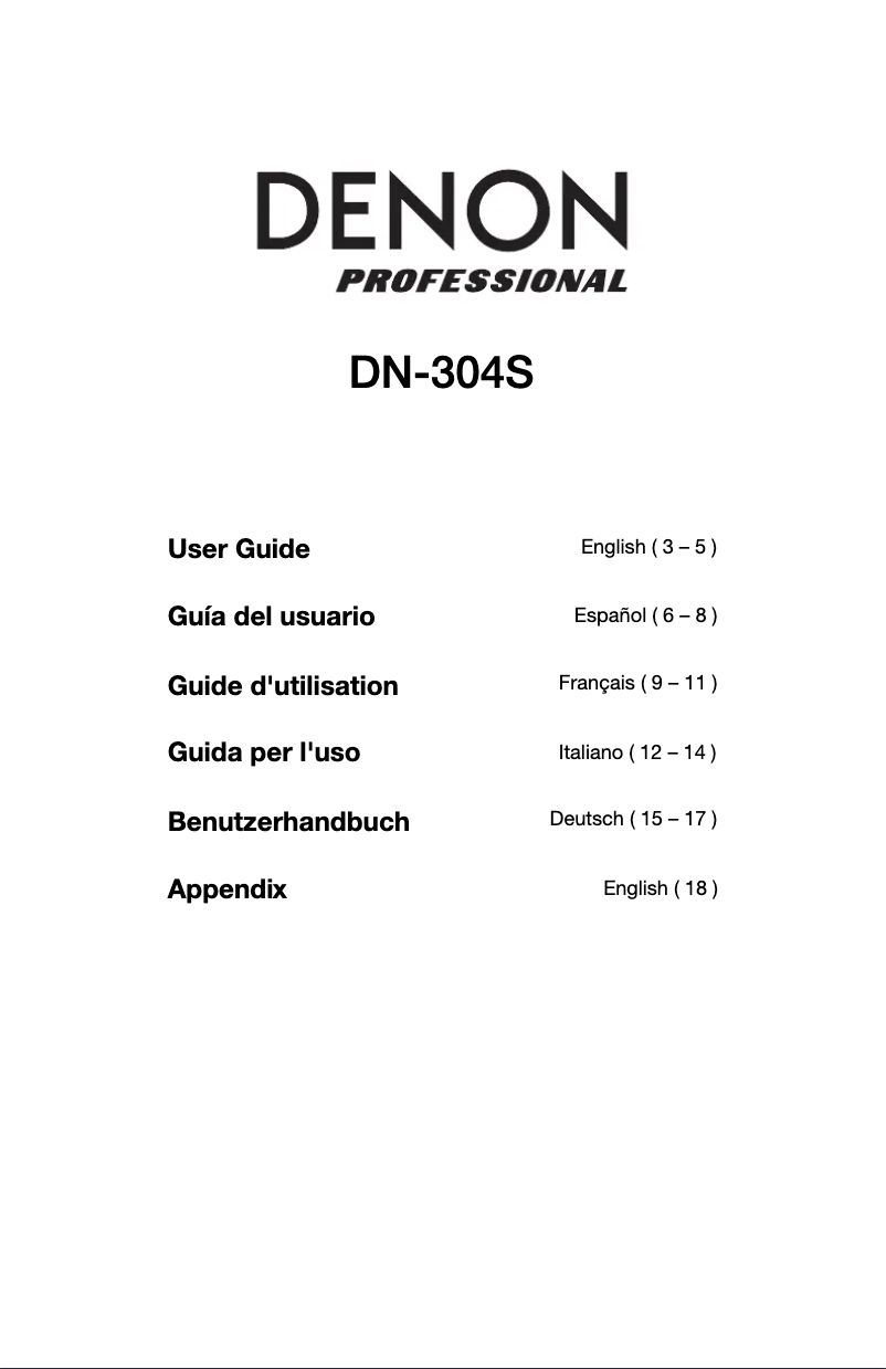 Page 1 de la notice Manuel utilisateur Denon DN-304S