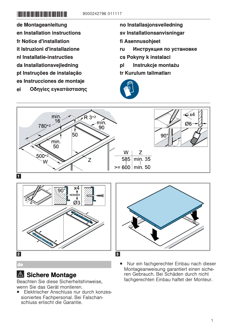 Page n°1 - Instructions / montage Neff T18TT16N0