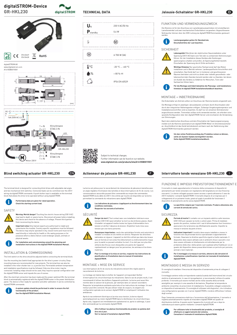 Página 1 del manual Manual de usuario digitalSTROM GR-HKL230