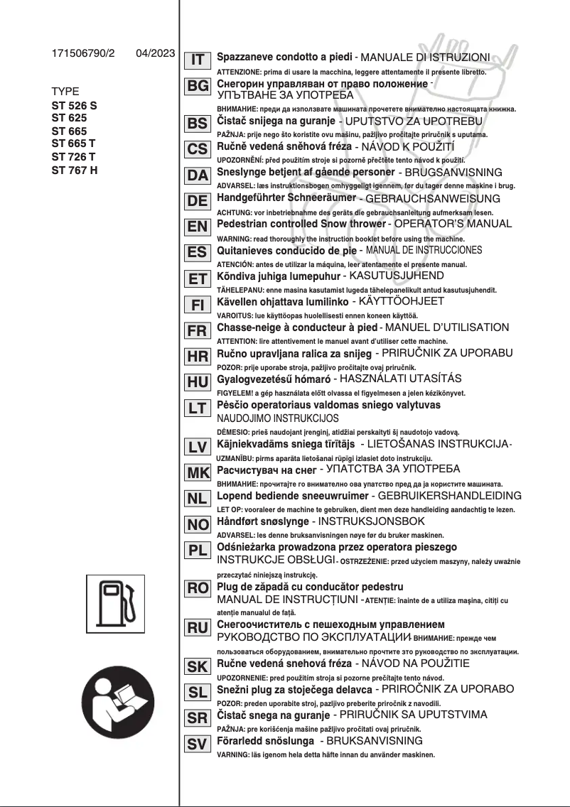 Page 1 de la notice Manuel utilisateur Stiga ST 7276 PH