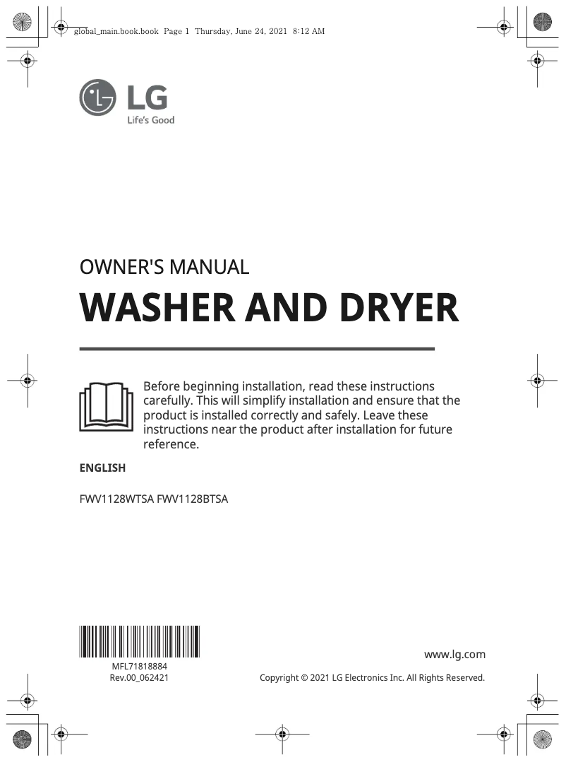 Image de la première page du manuel de l'appareil FWV1128BTSA