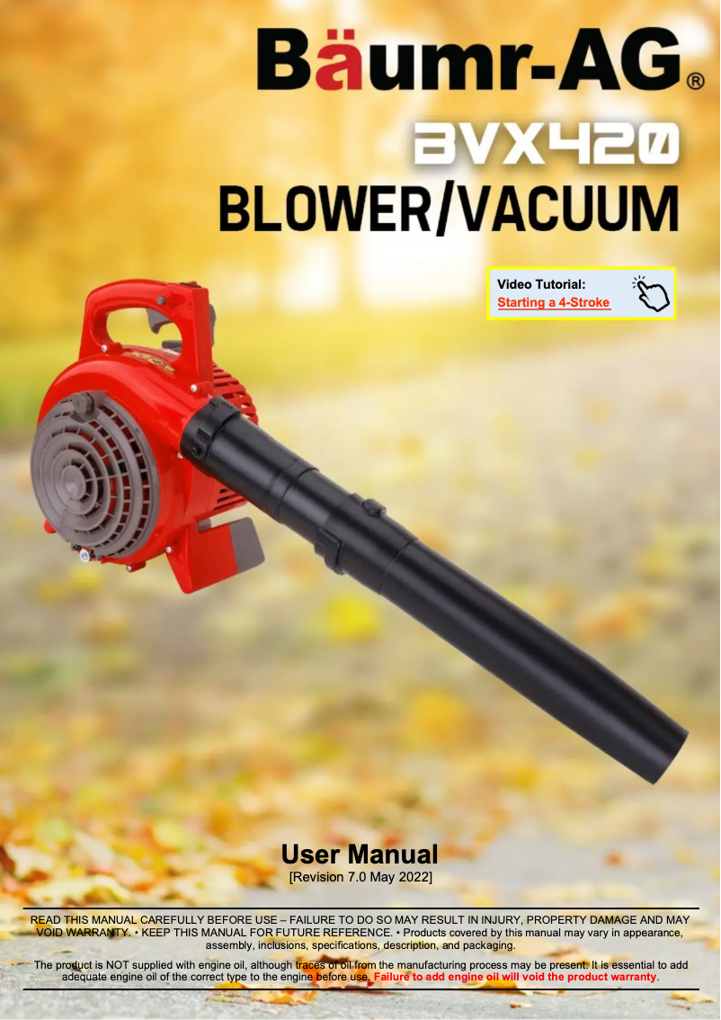 Page n°1 - Manuel utilisateur Baumr-AG BVX420