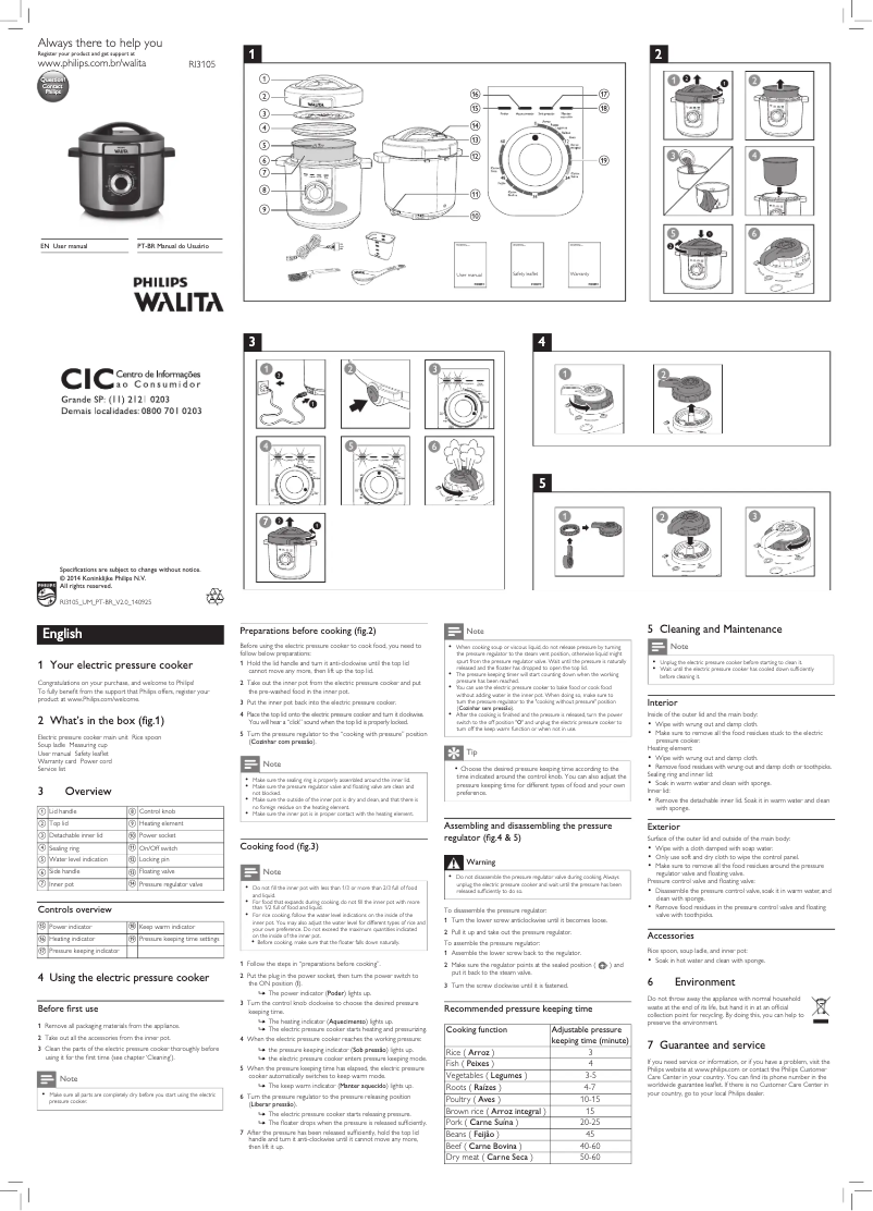 Page n°1 - Manuel utilisateur Philips Walita Viva Collection RI3105