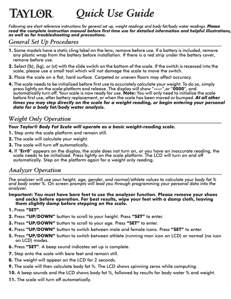 Page 1 de la notice Manuel utilisateur Taylor 5593