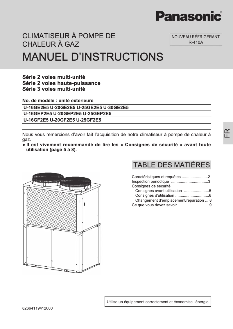 Page n°1 - Manuel utilisateur Panasonic U-20GE2E5