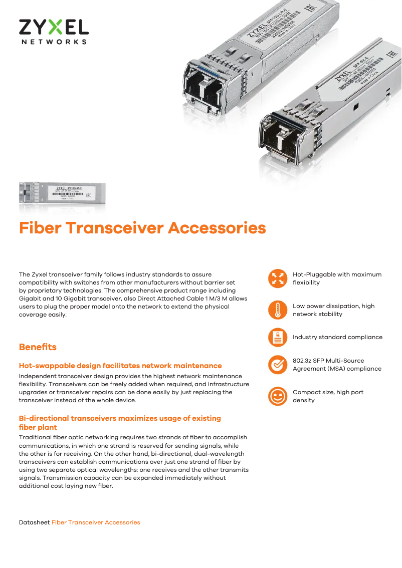 Page n°1 - Manuel utilisateur ZyXEL SFP-LX-10-D
