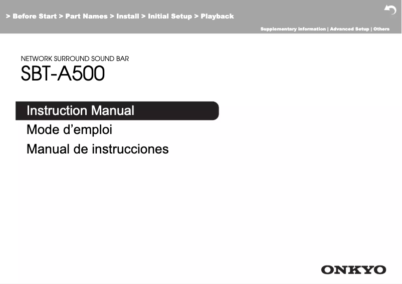 Page n°1 - Manuel utilisateur Onkyo SBT-A500