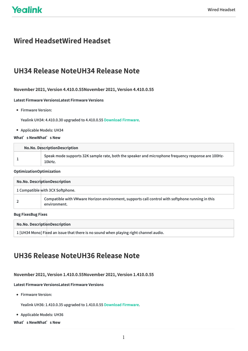 Page 1 de la notice Manuel utilisateur Yealink YHS36