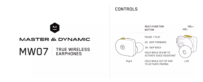Page n°1 - Manuel utilisateur Master & Dynamic MW07