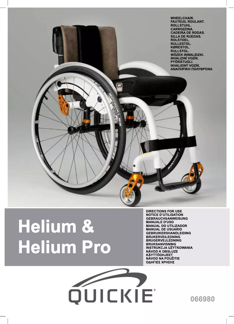 Page n°1 - Manuel utilisateur Sunrise Medical Helium