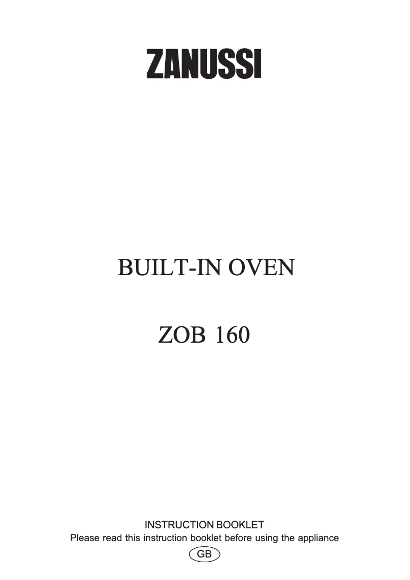 Page 1 de la notice Manuel utilisateur Zanussi ZOB160X