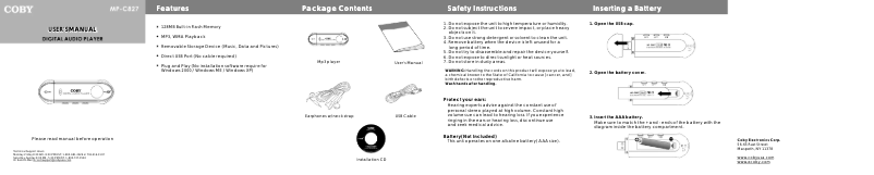 Página 1 del manual Manual de usuario Coby MP-C827