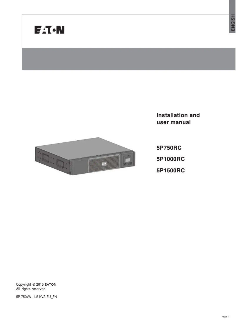 Page n°1 - Manuel utilisateur Eaton 5P1500RC