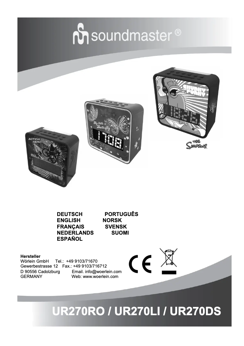 Page 1 de la notice Manuel utilisateur Soundmaster UR270RO