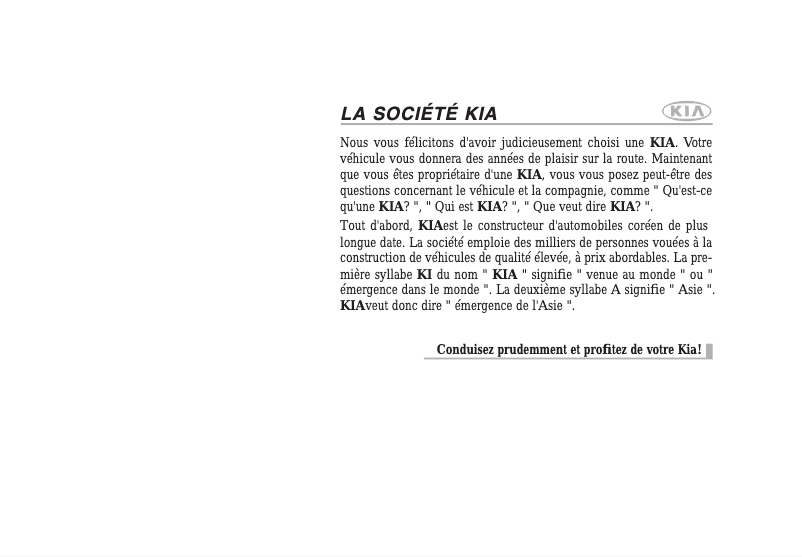 Page 1 de la notice Manuel utilisateur Kia Rondo (2008)