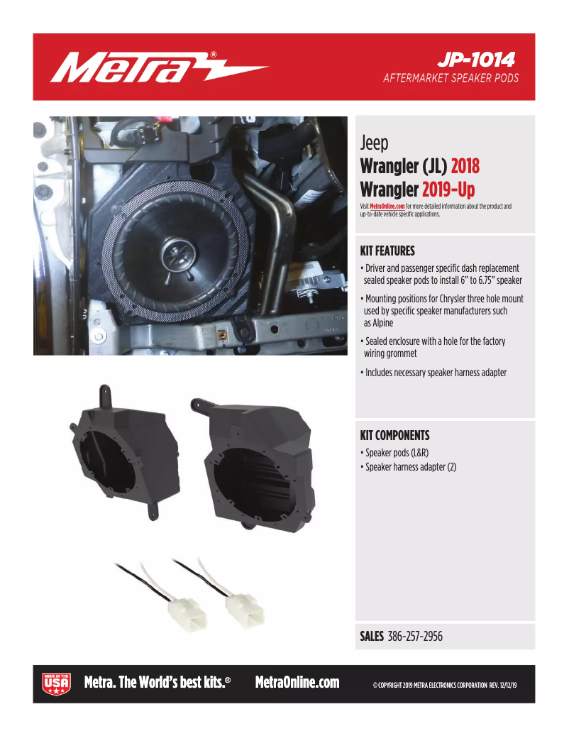 Page 1 de la notice Fiche technique Metra JP-1014
