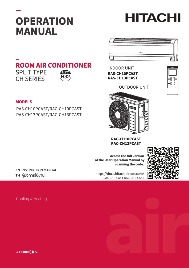 Page n°1 - Manuel utilisateur Hitachi RAK-CH13PCAST