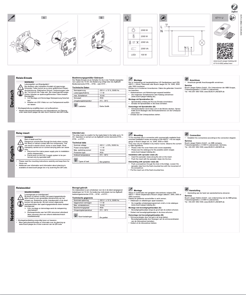 Page 1 de la notice Manuel utilisateur Busch-Jaeger 2CKA006710A0002