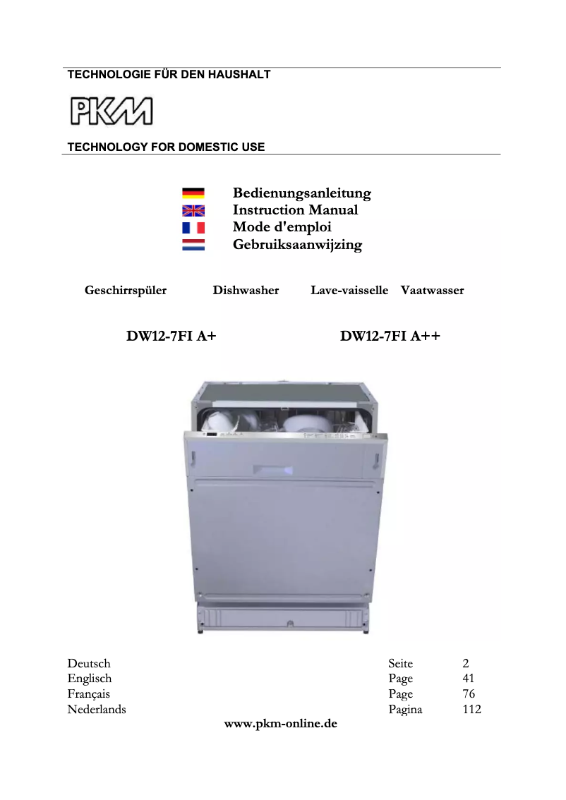 Page 1 de la notice Manuel utilisateur PKM DW12-7FIA++