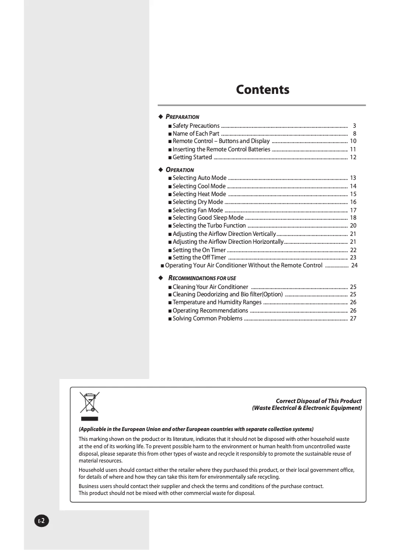 Page n°1 - Manuel utilisateur Samsung AQV12FAN