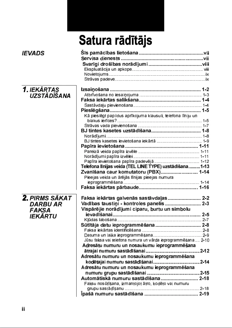 Image de la première page du manuel de l'appareil FAX-B160