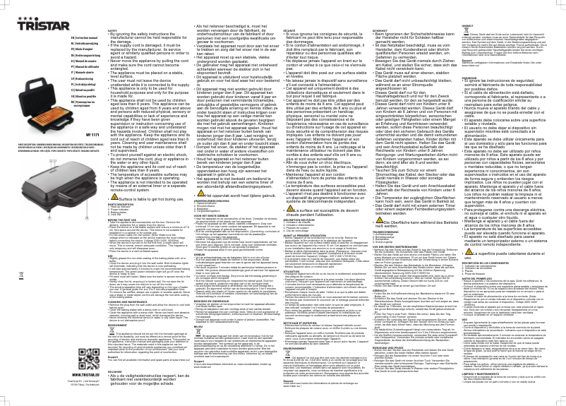 Page 1 de la notice Manuel utilisateur TriStar WF-1171