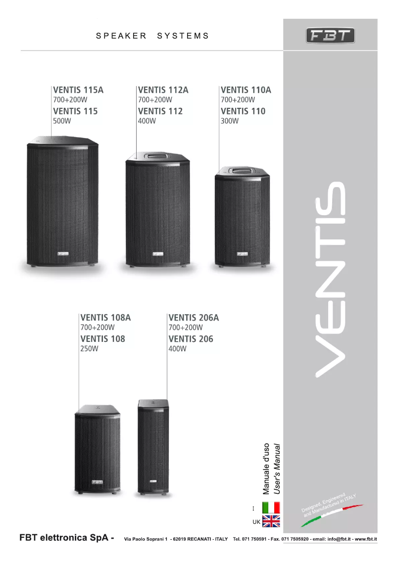 Page n°1 - Manuel utilisateur FBT Ventis 115