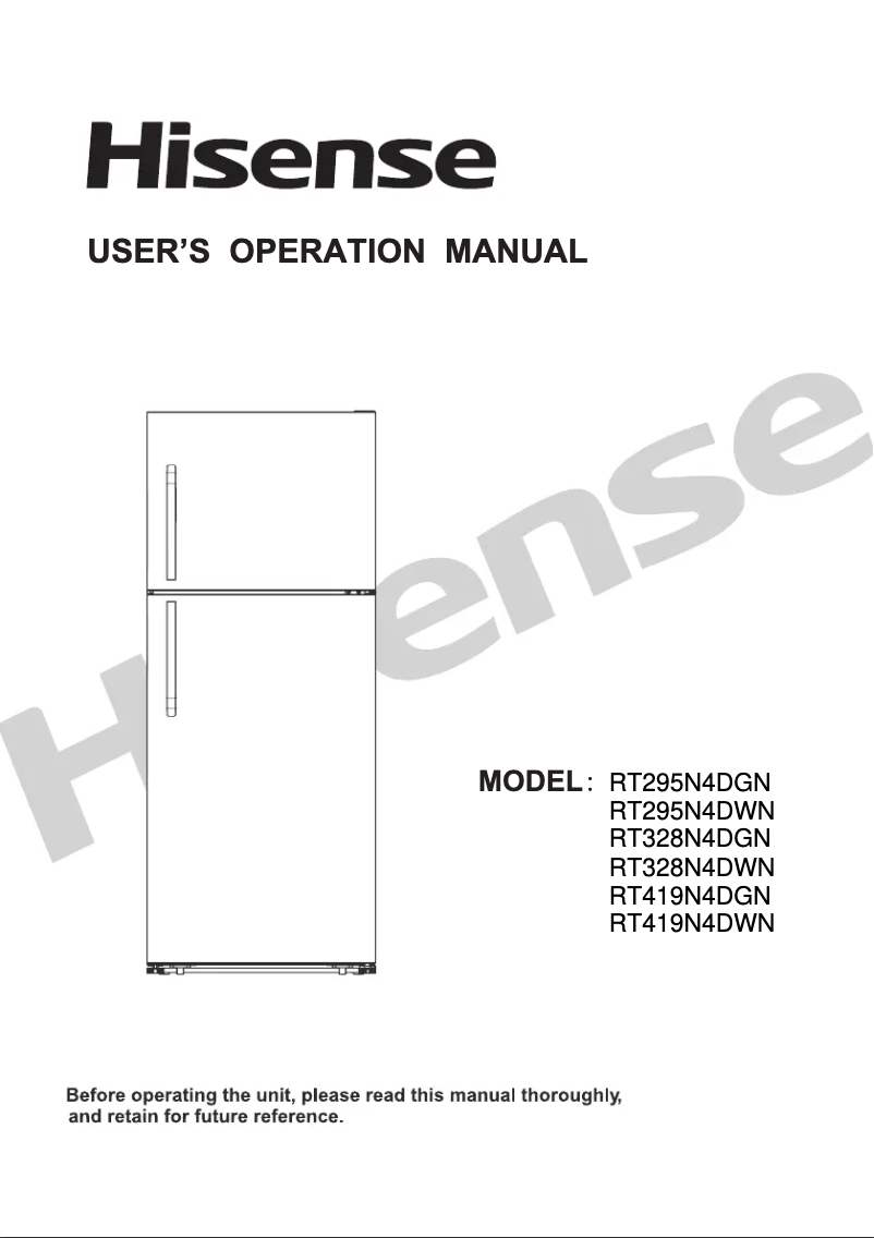 Page 1 de la notice Manuel utilisateur Hisense RT328N4DWN
