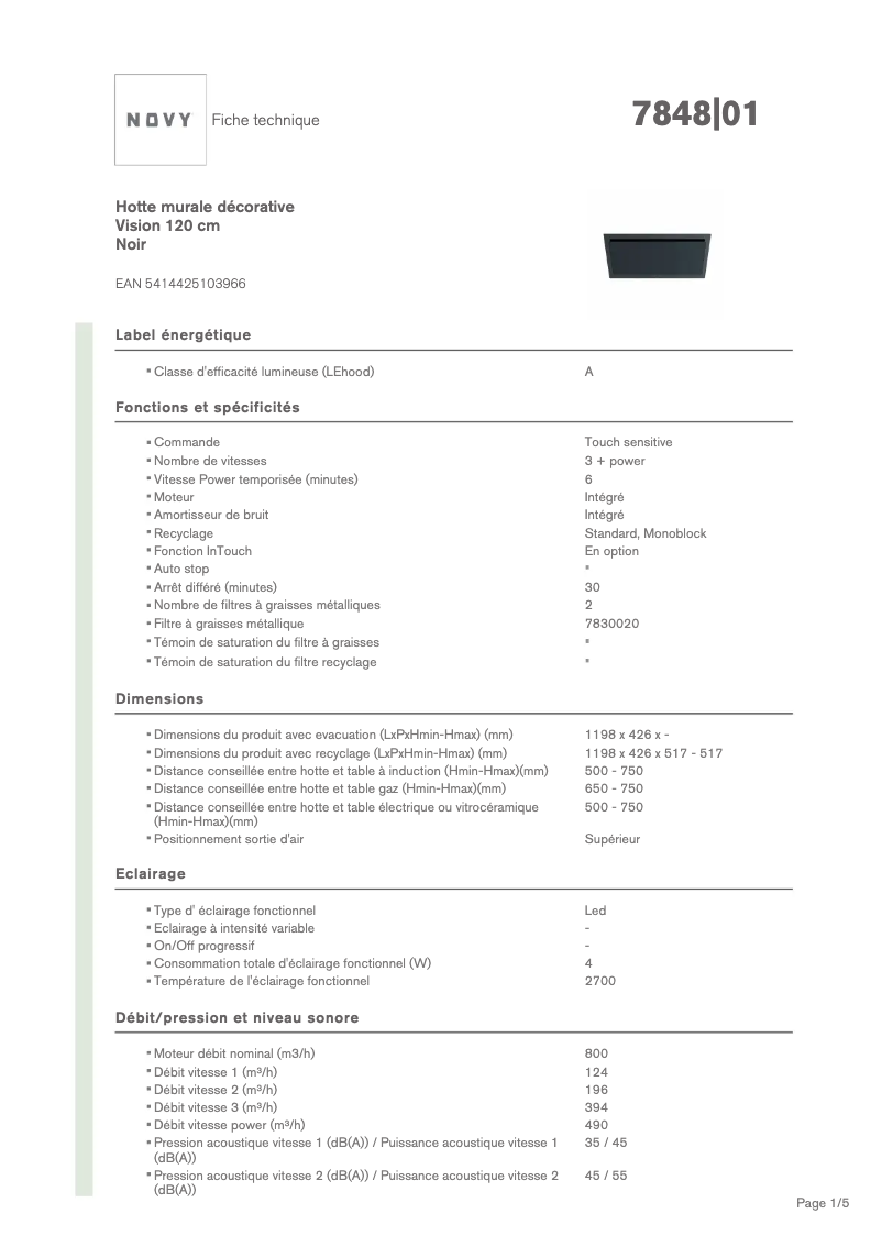 Image de la première page du manuel de l'appareil Vision 7848