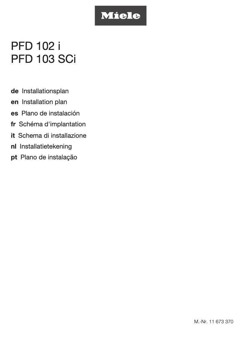 Page 1 de la notice Guide d'installation Miele PFD 103 SCi XXL