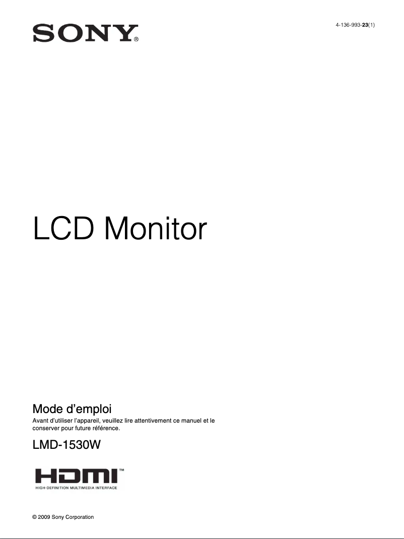 Image de la première page du manuel de l'appareil LMD-1530W