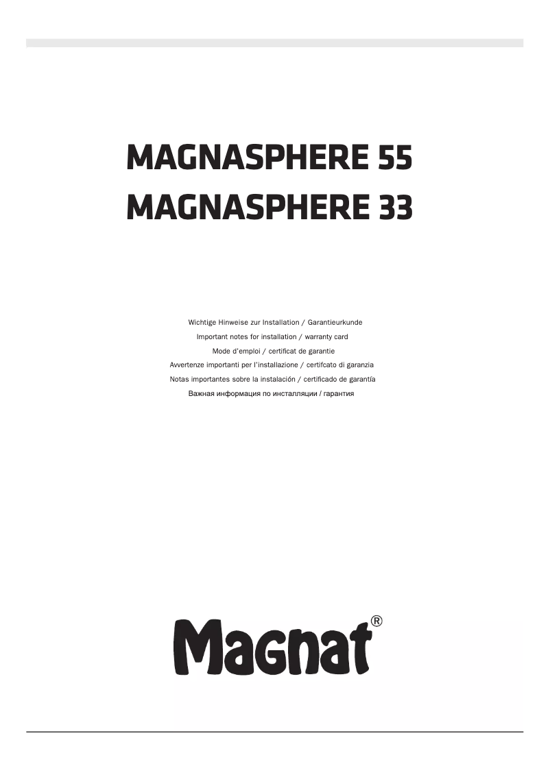 Page 1 de la notice Manuel utilisateur Magnat Magnasphere 55