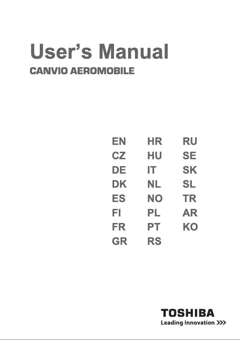 Image de la première page du manuel de l'appareil Canvio AeroMobile