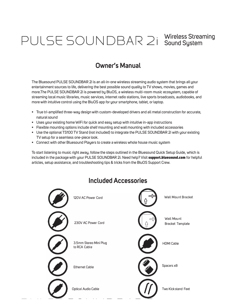 First page image of the manual for Pulse Soundbar 2i