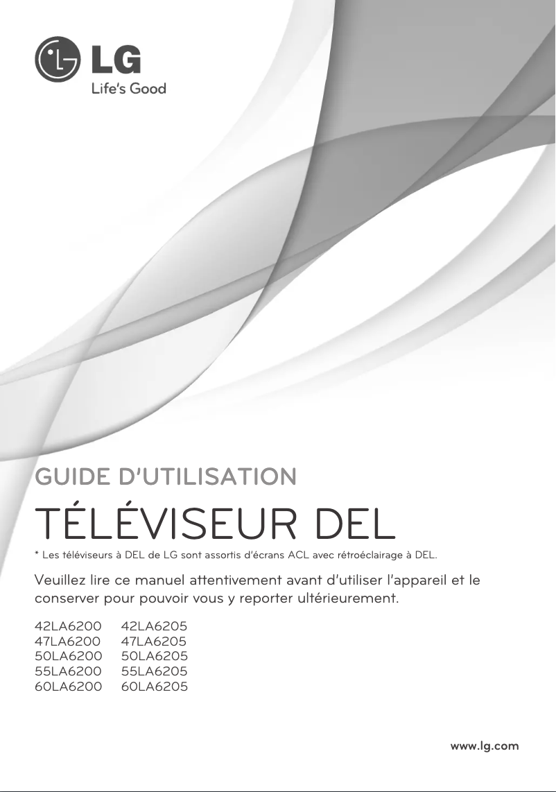 Page n°1 - Manuel utilisateur LG 42LA6205