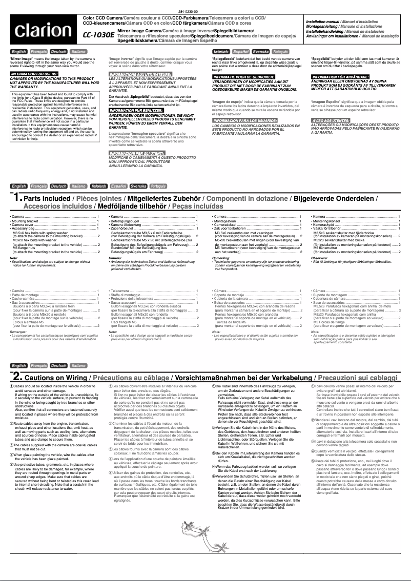 Page 1 de la notice Manuel utilisateur Clarion CC-1030E
