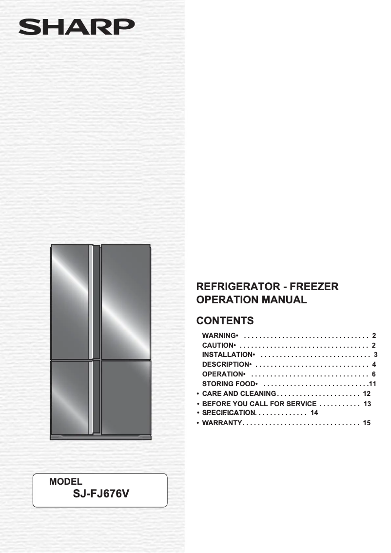 Image de la première page du manuel de l'appareil SJ-FJ676V