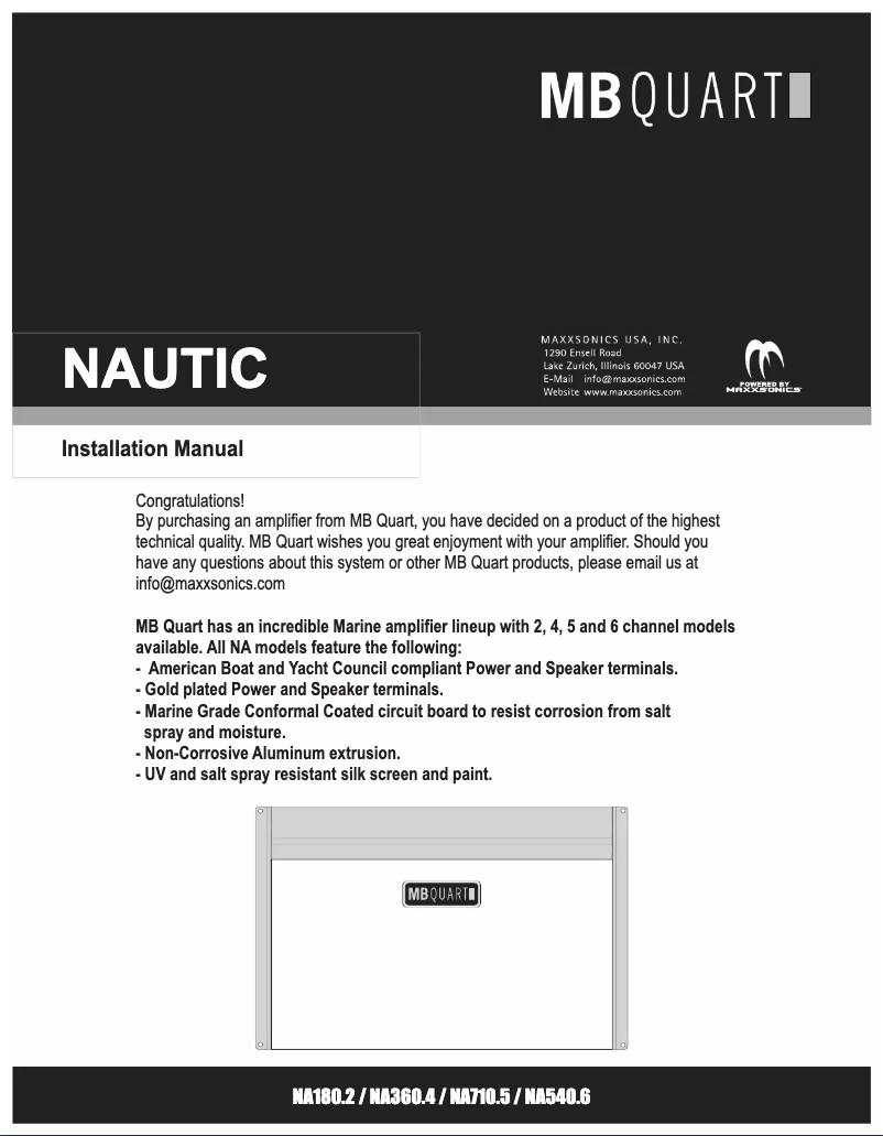 Image de la première page du manuel de l'appareil Nautic NA360.4