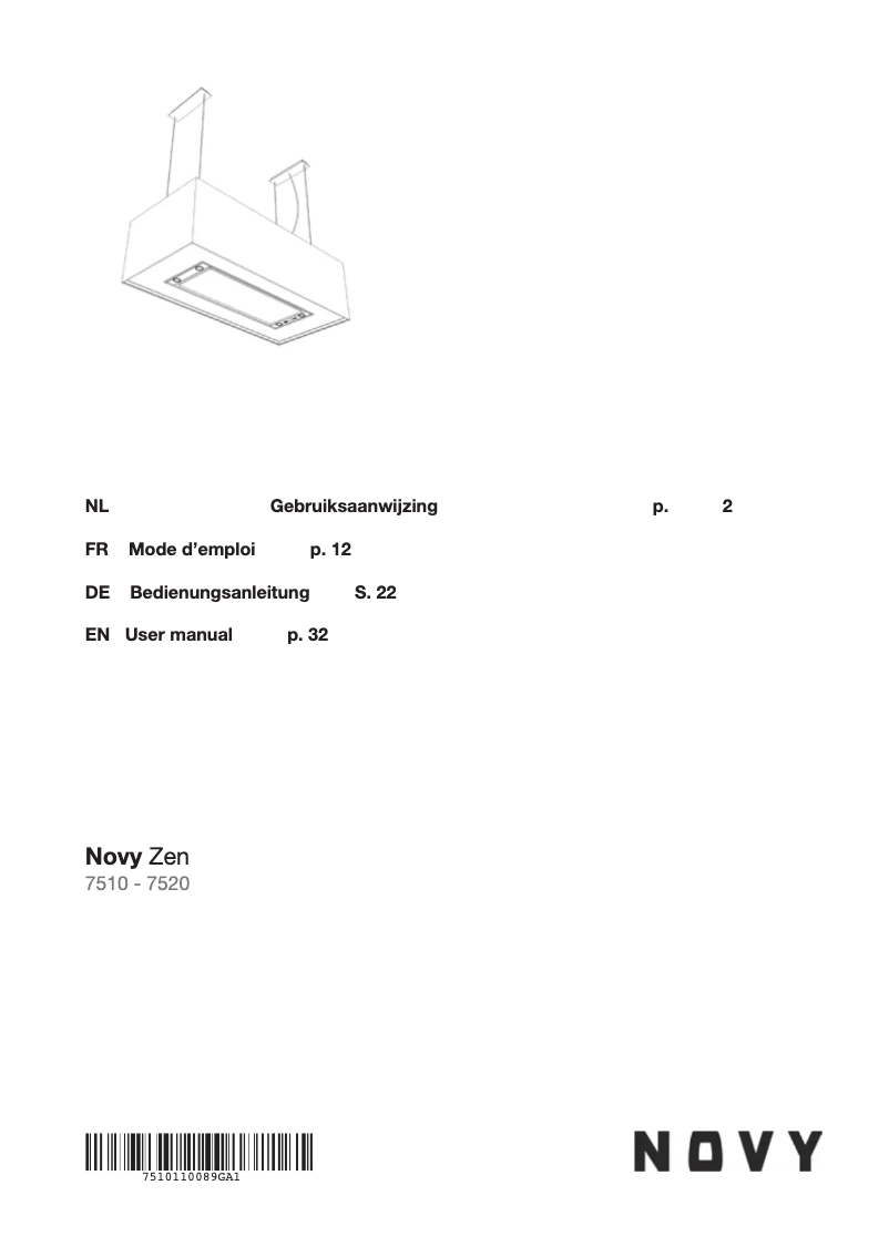 Page n°1 - Manuel utilisateur Novy Zen 7510