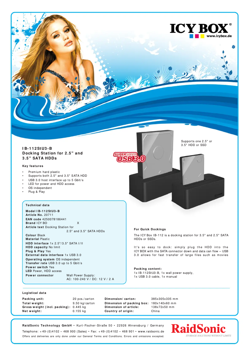 Page n°1 - Fiche technique Icy Box IB-112StU3-B
