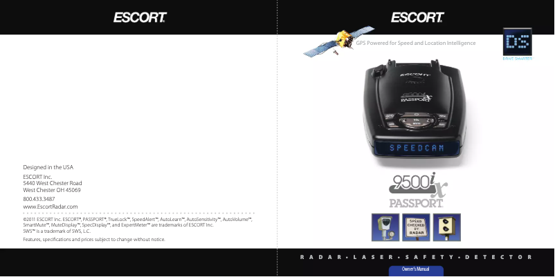 Page 1 de la notice Manuel utilisateur Escort Passport 9500ix