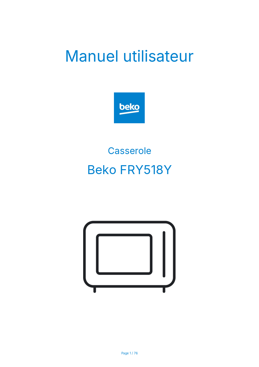 Page n°1 - Manuel utilisateur Beko FRY518Y
